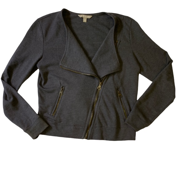Banana Republic Jackets & Blazers - EUC Banana Republic Charcoal Grey Moto Sweatshirt Jacket Zip Pockets | Small
